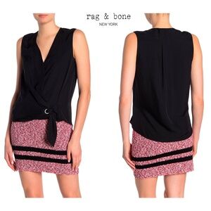 RAG & BONE WOMEN NWT FELIX SLEEVELESS WRAP BLACK TOP. SIZE XXS